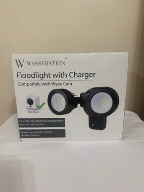 Wasserstein 3-in-1 Floodlight & Charger, Outdoor Case for Wyze Cam - White